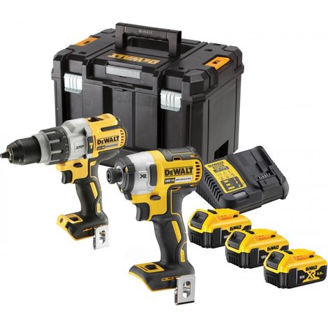 DeWALT - Set perceuse à percussion et clé à chocs sans fil 18V, 3 batteries 5,0 Ah XR, chargeur DCK276P3T
