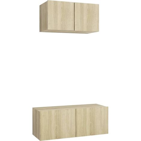 Ensemble de meuble TV suspendu 2 pcs - Armoire TV murale Chêne sonoma Bois d'ingénierie fr1602 - Maison La Vie