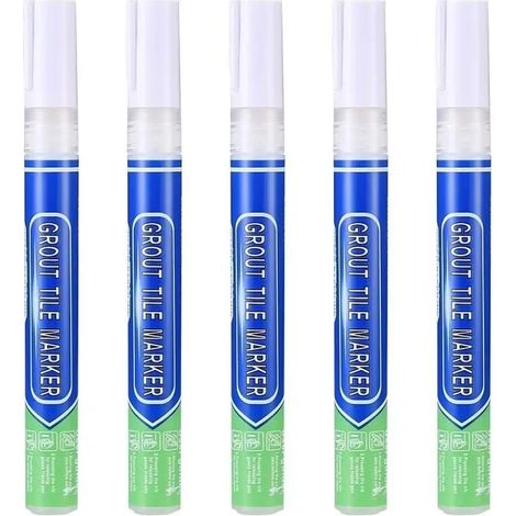 XVX 5 pièces de coulis blanc, imperméable, stylo réparation , pour carrelage mural, joint carrelage, sol, cuisine et salle bain
