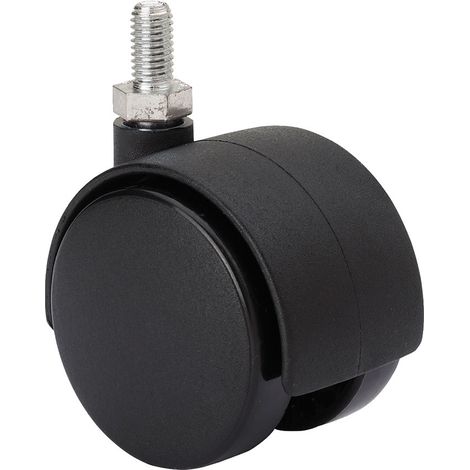 Lenkrolle mit Gewindestift und glatter Achse, schwarz, max. Tragkraft 50 kg, 10 x 15 cm, ø 5 cm