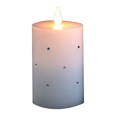 Konstsmide LED Echtwachskerze weiß mit 3D Flamme und Kristallen (1/3)