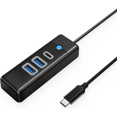 Hub USB-C - 2x USB-A 3.0 + 1x USB-C 3.0 - Transfert jusqu'à 5 Gbit/s - Pour ordinateur portable - Noir - 1 pièce (1/5)