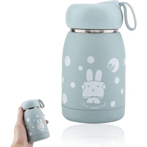Mini Bitje Mug de voyage 320 ml (10,8 oz) avec boissons chaudes et froides, tasse isotherme, bouteille sous vide bleue (1/4)
