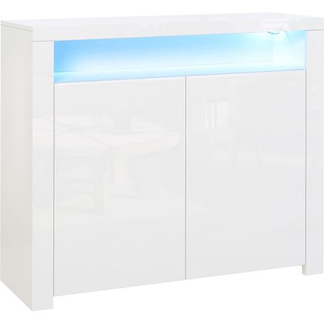 Mobile Salvaspazio Multiuso con LED 107x35x97 cm in Legno Bianco (1/5)