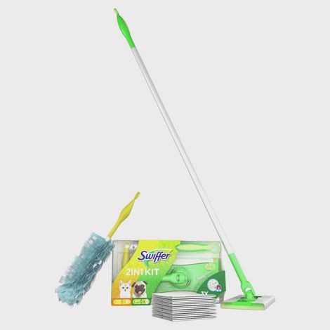 Reinigungsmopp-Set mit 8 Trockenbezugstüchern und Staubwedel-Nachfüllpackung