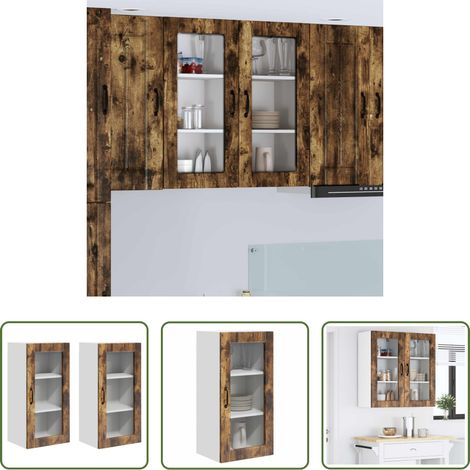 vidaXL Geräucherte Eiche - Küchenschrank 2 pcs Geräucherte Eiche 40 x 31 x 80 cm (1/5)