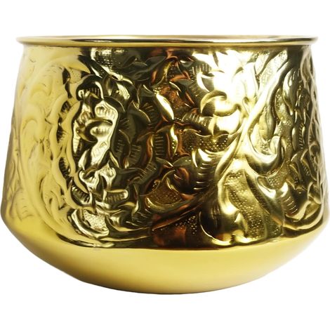 18cm Gold Swirl Metal Planter by Leaf (1/3)