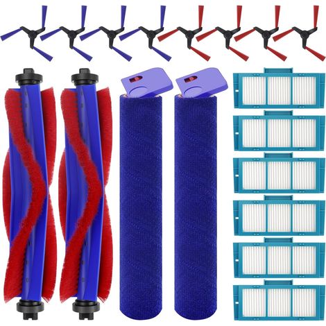 Lot de 18 pièces de rechange pour aspirateur robot Spot+ Scrub AI, 2 brosses principales, 2 balais à rouleaux, 8 brosses latérales, 6 filtres HEPA (1/5)