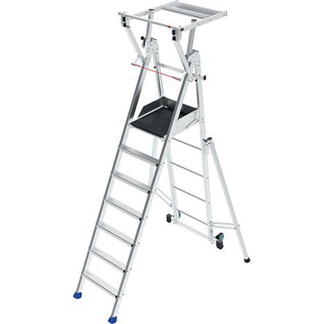Escabeau pliant 9 marches - Hauteur max. de travail 4.25m - PIRL9SD