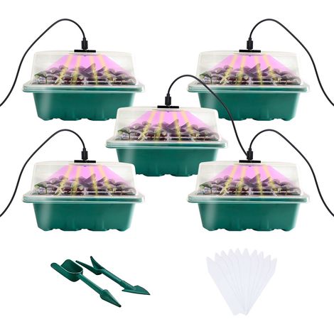 Mini-Keimgewächshaus mit LED-Beleuchtung – 6-teiliges Indoor-Anbauset (1/5)