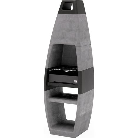 TUOZI - Barbecue fixe pour bois et charbon modèle EGO COMPLETA (Gris/Noir - 60 x 47 x 195 cm) REF: 8004 - Grande capacité, parfait extérieur (1/3)
