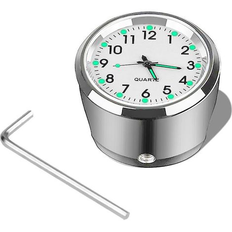 Horloge de guidon de moto 7/8" chromée étanche, montre à quartz pour moto, horloge lumineuse en aluminium, accessoires moto (1/5)