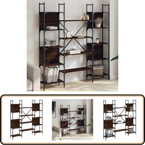 Bibliothèque chêne marron 155,5x24x166,5 cm bois d'ingénierie - Bibliothèque Murale - Bibliothèque Design - Étagère Ouverte - Meuble Rangement - Stockage Livres (1/5)