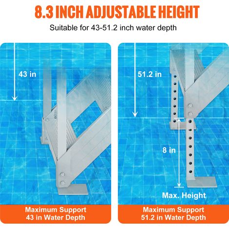Mophorn Dockleiter, 43"-51" verstellbare Höhe, 500 lbs Tragkraft, 6-stufige Aluminium-Bootsleiter mit Doppelhandläufen und rutschfester Gummimatte, ideal für See, Pool, Meer, Docking