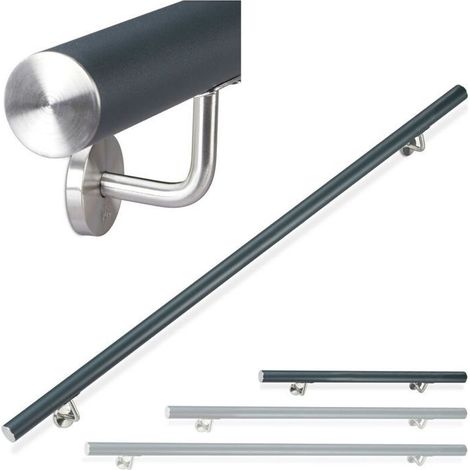 Rampe d’escalier en aluminium 100 cm – Main courante ronde Ø 42mm – Montage mural facile – Design anthracite moderne (1/5)