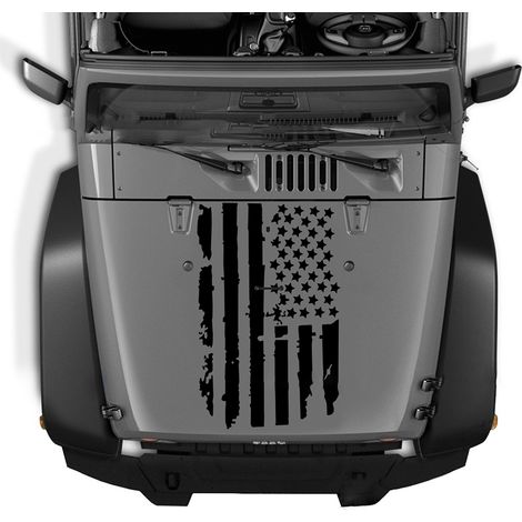 Adesivo in vinile per cofano auto, bandiera americana, impermeabile e antigraffio, adesivo per copertura motore per Jeep Wrangler JK TJ YJ.