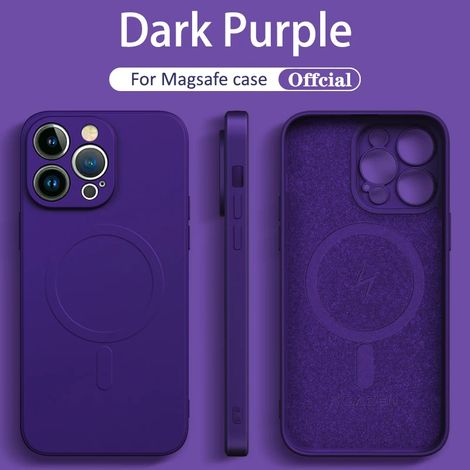 Coque de protection en silicone liquide pour iPhone 13 Pro Max (violet foncé) avec chargement sans fil magnétique