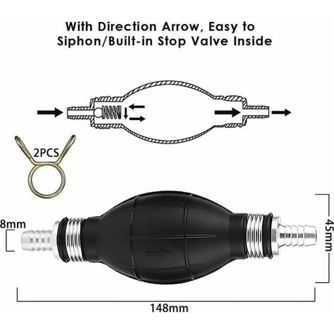 Pompe à main à essence pour pompe de transfert, pompe à carburant à main, avec tuyau de siphon portable de 2 m, pompe d'alimentation en carburant portable, pompe à carburant d'urgence (1/3)