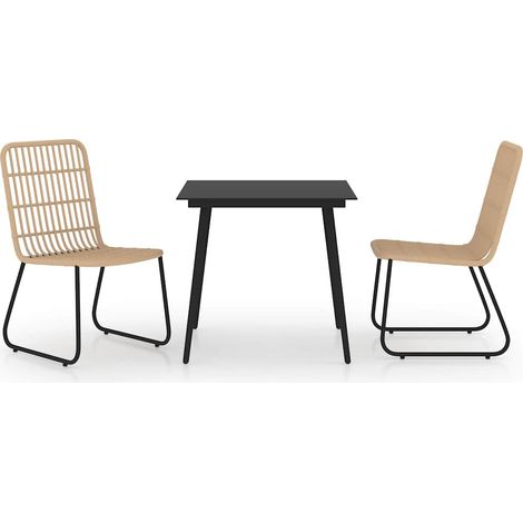 Maison Exclusive - Set da Pranzo da Giardino 3 pz in Polyrattan e Vetro (1/5)