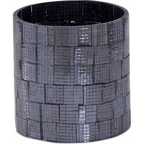 HOMESCAPES Mosaic Glass Wind Light Candle Holder, Glass and Polished Steel Base