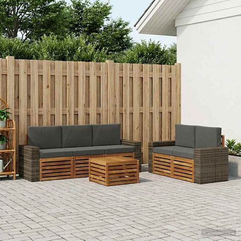 vidaXL Outdoor-Sofagarnitur 6 Stk. Natur und Anthrazit (1/5)
