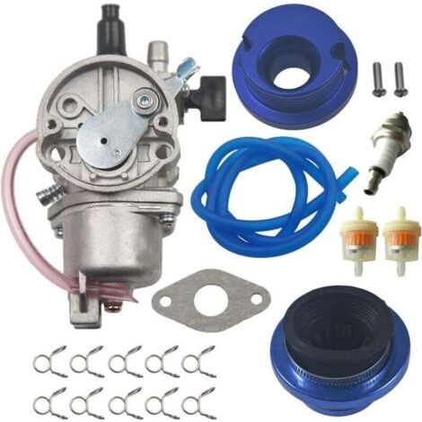 Kit Filtre à Air Aluminium avec Adaptateur PZ13 pour Mini-Quads 47cc 49cc 2 Temps (Bleu) Ortviai