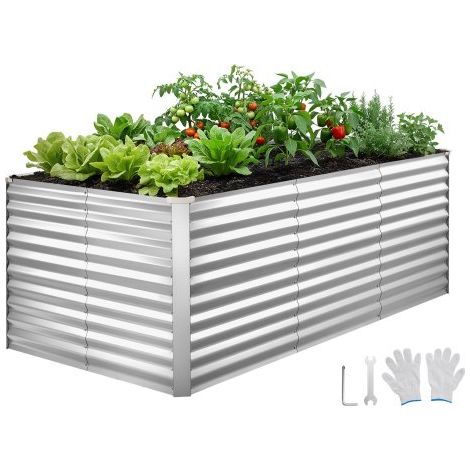 Fioriera Rialzata in Metallo Rettangolare per Giardinaggio (1/5)
