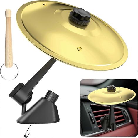 Cymbales miniatures pour grille d'aération voiture 14 cm or cadeau pour batteurs et mélomanes compatible tous véhicules (1/5)