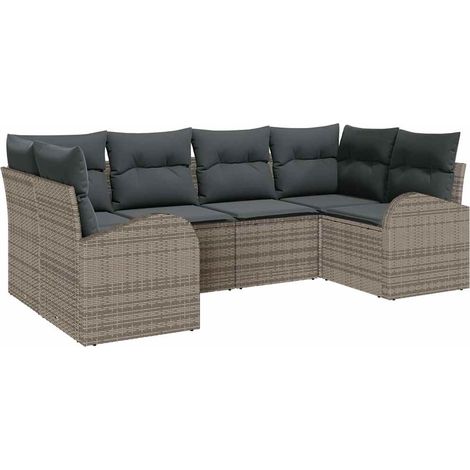 Maison Exclusive - Gartensofa-set mit Kissen 6 pcs Grau Poly Ratt