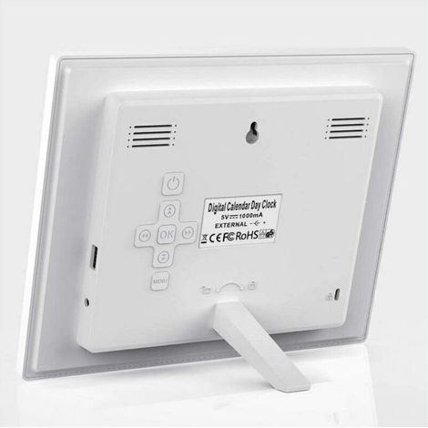 Digitale Kalenderuhr (18 cm) mit Datum und Uhrzeit, Alzheimer-Uhr für Eltern, Medikamentenerinnerung für Großeltern und Kinder – Weiß – 204 x 143 x 24 mm (1/5)