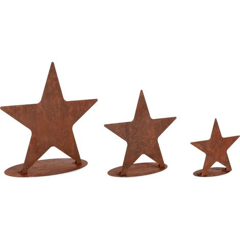 Decorazione stelle "Elvy" color ruggine per decorazioni natalizie set da 3