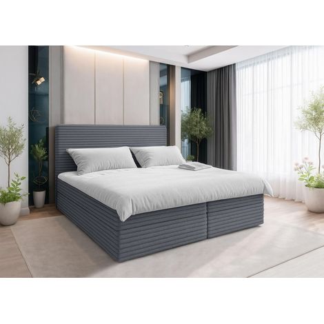 AX LIVING Grau Bett Sevdayla Boxspringbett mit Bettkasten 140x200 cm