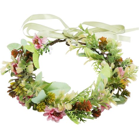 Blumenstirnband für Damen mit Schleife, Brautschmuck, Hutverzierung, Party, Festival, Strand, Reise, Hochzeit, Hochzeitsschmuck, Brautkrone, Schwangerschaftsfoto-Requisite (1/5)