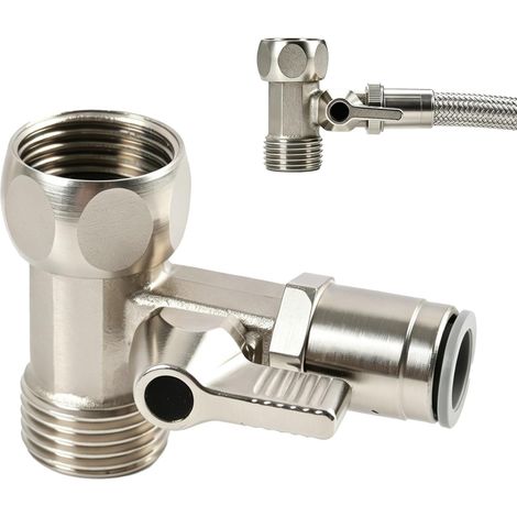 Raccord en T avec Vanne d'Arrêt,Raccord Robinet Tuyau Répartiteur, De Robinet De Jardin avec,Vanne 3 Voies, Adaptateur d'eau Répartiteur Raccord (1/5)