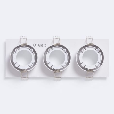 Aro Downlight Cuadrado Basculante para 3 Bombillas LED GU10 / GU5.3 Corte 235x75 mm Blanco