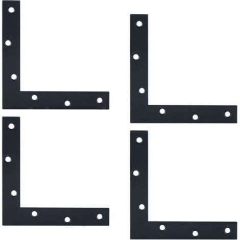 Équerre d'Angle de Support de Fixation Équerre Plate de Réparation Connecteur en Forme de L avec Vis, Noir Mat en Acier Inoxydable, 150mm x 150 mm, 4 Pcs, EJ7150LB-4P-EU (1/5)