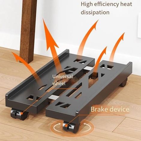 SABIR-Support mobile réglable pour unité centrale, support ventilé pour tour d'ordinateur, support pour tour PC avec 4 roulettes, support sous bureau (1/5)