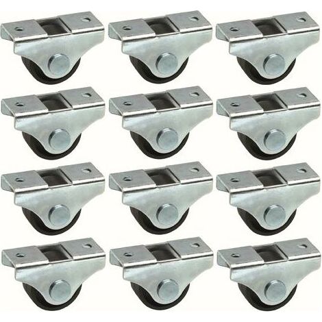 12x roulette meuble 25mm universelle mini rouleau noir pied lit casier chariot poubelle rangement table roue (1/3)