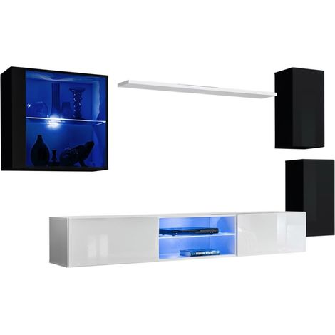 Set mobili da salotto SWITCH XXIII – LED – Nero e bianco – Design sospeso (1/5)