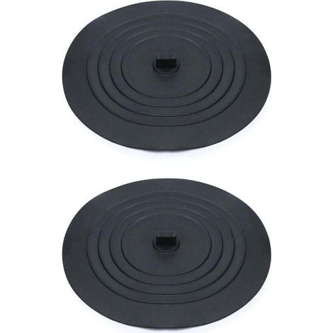 Lot De 2 Bouchons De Vidange Silicone Pour Évier Cuisine Et Baignoire 15 Cm Noir (1/4)