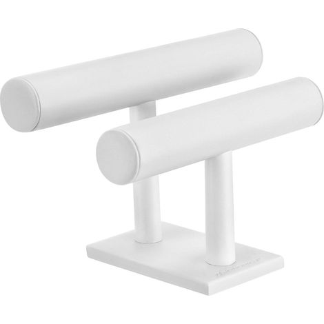 Présentoir à bijoux, porte-bijoux à 2 roulettes, support pour bracelets, présentoir à montres, présentoir à colliers, simili cuir, cadeau, blanc JDS103