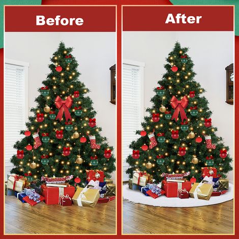 Randaco Falda para árbol de Navidad 90 cm/35 pulgadas, falda de piel sintética para árbol de Navidad, adornos para árbol de Navidad, blanco