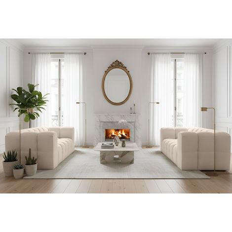 Sofaset Designersofa SOLVIE 2-2 in Stoff Tiffani Beige (1/4)