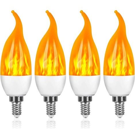 Lot de 4 Ampoules LEDAmpoule Effet Flammes avec 1 Modes d'éclairage Ampoule Décorative pour Halloween, Noël,Fête de mariage (1/5)