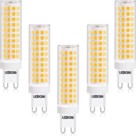 Ampoules LED G9 12 W, Blanc Chaud 3000 K 124 LED Lampe 1100 lm, LED Bulb AC 100-240 V Ampoule Halogène Traditionnelle 100 W Angle D'éclairage 360° Intensité non Variable, Lot de 5 [Classe énergétique 