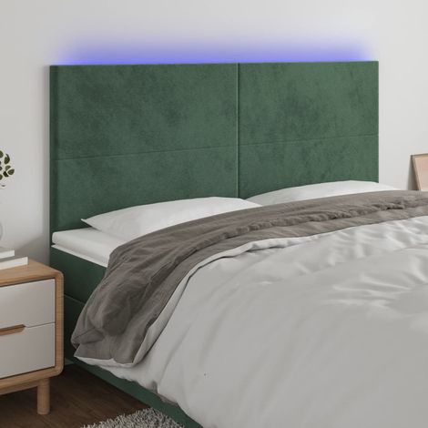 Cabecero con luces LED terciopelo verde oscuro 160x5x118/128 cm vidaXL (1/5)