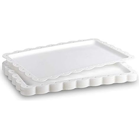 Lot de 6 plateaux à goûter en plastique (36,5 x 23,5 cm) pour fruits, desserts et autres en-cas. (1/5)