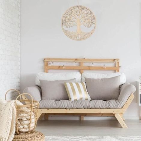 Décoration Murale A180 - Arbre de Vie en Bois Massif - 11 Pouces - Style Rustique