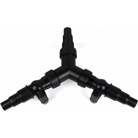 Distributeur d'eau en Y pour pompe de bassin CST-02F, raccord 25/32/38mm (1"/1 1/4"/1 1/2"), séparateur adaptateur double sortie, connecteur tuyau étang. (1/5)