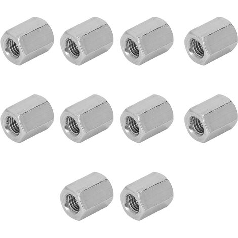 Écrous Raccord M10 Inox 304 Antirouille Lot de 10 Pièces pour Boulons et Tiges Filetées (1/5)